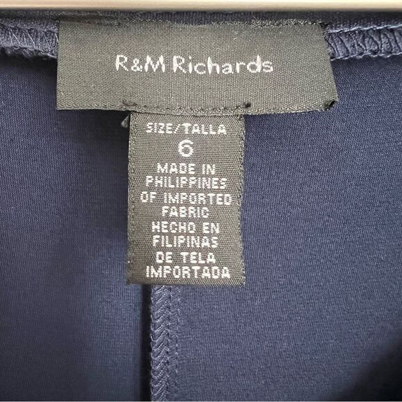 R&M Richards Dress Womens 6 Navy Blue Sleeveless Beaded Rhinestone Scoop Neck - Picture 5 of 7